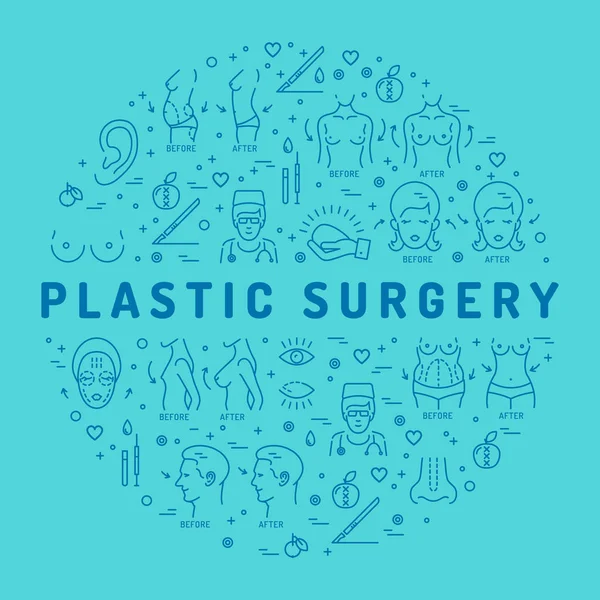 Flat infographics Plastic Surgery, Beauty and Health, Vector medical symbols