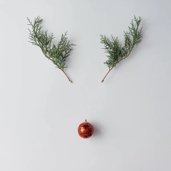 Reindeer face made of ball and branches