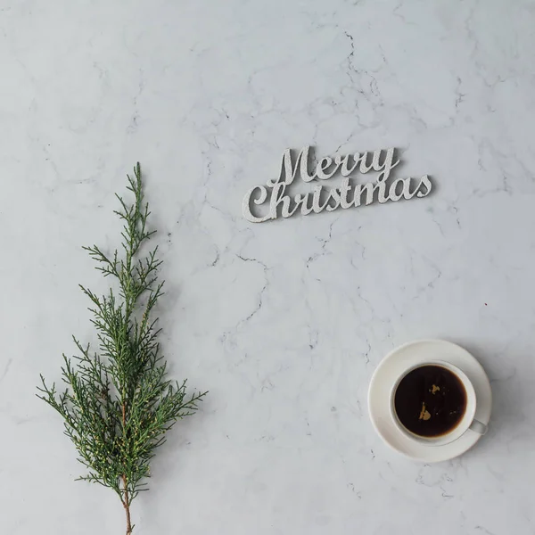 Joyeux Noël inscription avec café dans la tasse — Photo