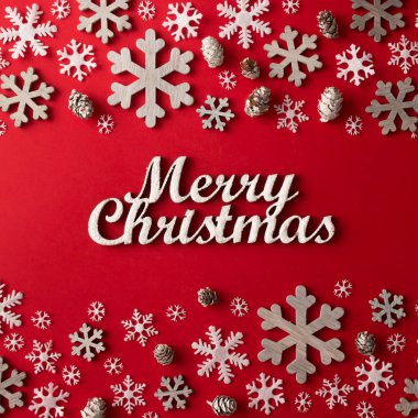 Neşeli Noel yazıt kar tanesi semboller ile