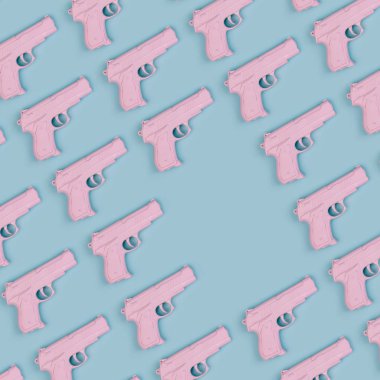 Colorful pattern of pink handguns clipart