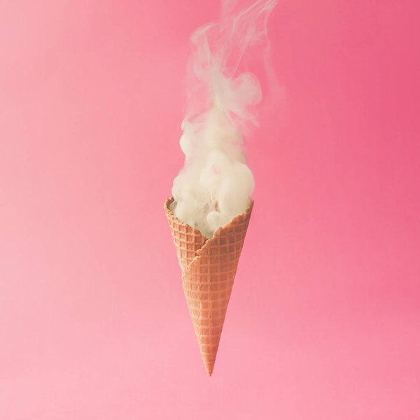 Ice cream cone and white smoke