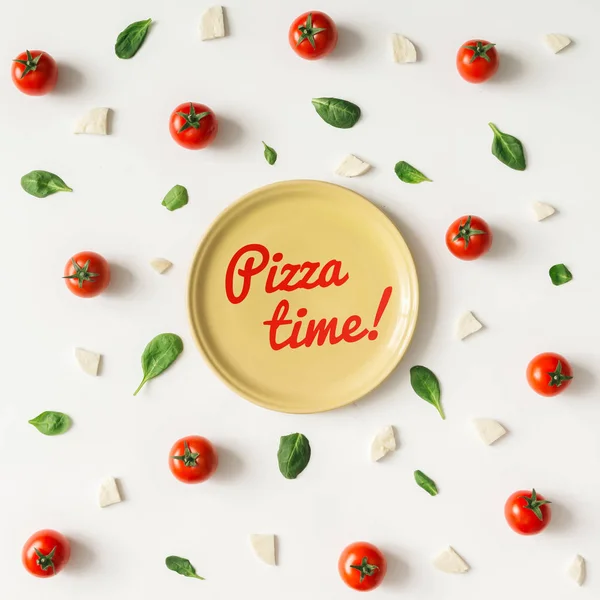 Pola bahan-bahan pizza berwarna — Stok Foto