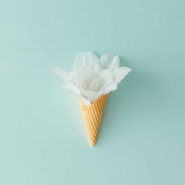 Beyaz çiçek dondurma koni 