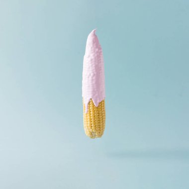 Cob of corn with ice cream topping clipart