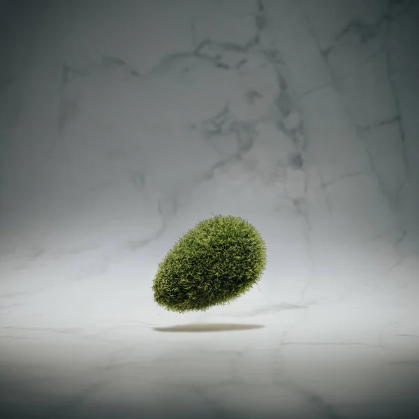 Easter Moss Egg Marble Background Minimal Easter Holiday Concept — Stock Photo, Image