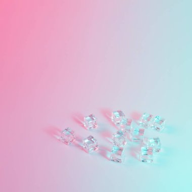 Buz küpleri canlı kalın degrade holografik renkler. Konsept sanat. En az Sürrealizm.