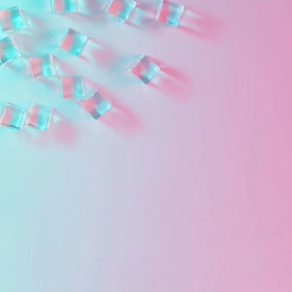 Ice Cubes Vibrant Bold Gradient Holographic Colors Concept Art Minimal — Stock Photo, Image