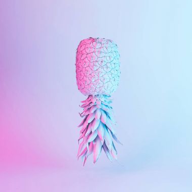 ananas canlı kalın degrade holografik neon renkler, sanat kavramına, Minimal Sürrealizm 