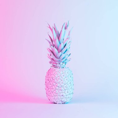 ananas canlı kalın degrade holografik neon renkler, sanat kavramına, Minimal Sürrealizm 