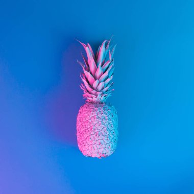 ananas canlı kalın degrade holografik neon renkler, sanat kavramına, Minimal Sürrealizm 