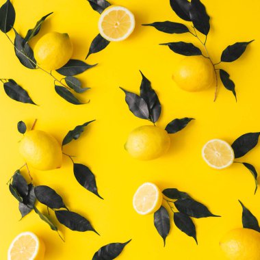 Limon yaratıcı yaz desen yaptı ve Sarı zemin üzerine siyah bırakır. Meyve en az kavramı. Düz yatıyordu.