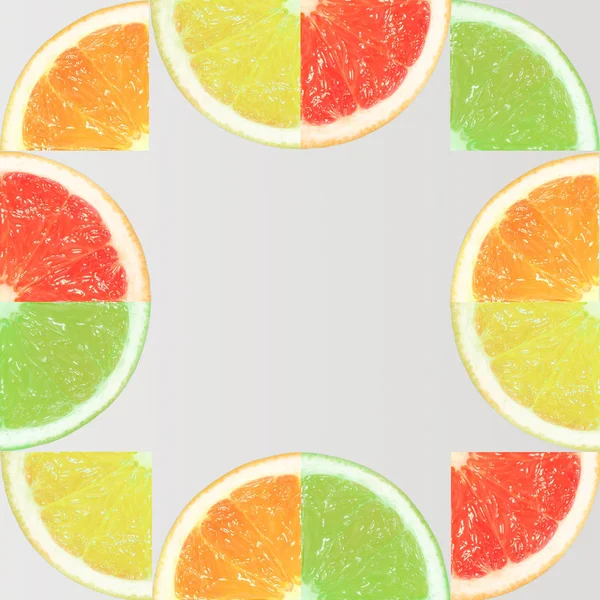 Slices Orange Lemon Grapefruit Lime Bright Background Minimal Summer Concept — Stock Photo, Image