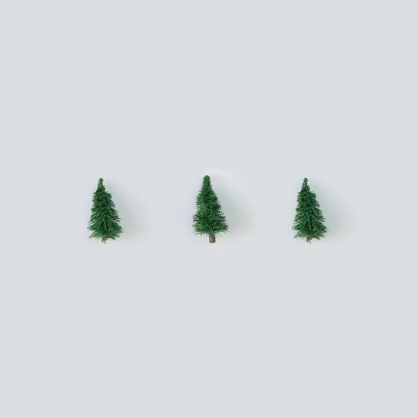 Creative Christmas Trees Light Background Minimal Winter Flat Lay Holiday — Stock Photo, Image