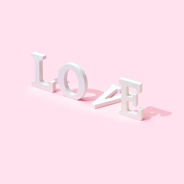 Liefdeswoord Roze Achtergrond Gelukkige Valentijnsdag Concept — Stockfoto