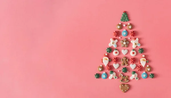 Arbre Noël Avec Des Bonbons Des Biscuits Décoration Fond Noël — Photo