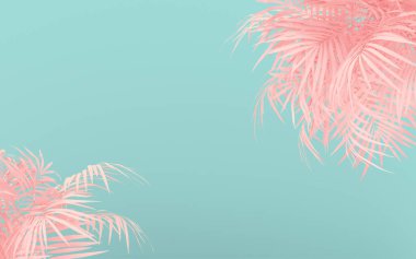 Pembe tropikal yapraklardan oluşan yaratıcı floresan renk düzeni. Düz renkli neon renkler seriliydi. Doğa konsepti. En düşük yaz arkaplanı.