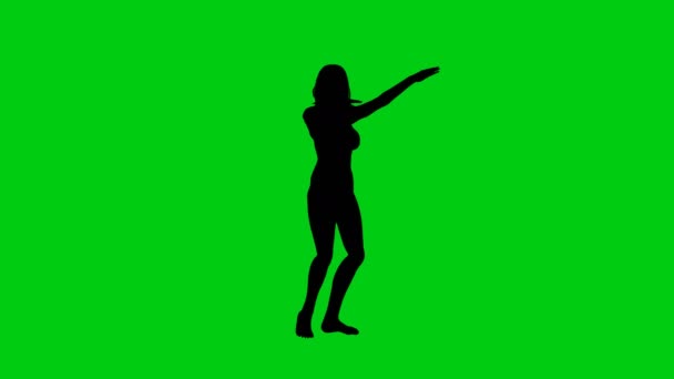 Táncos nő silhouette zöld képernyő élénkség