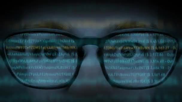 Óculos Holográficos Com Conexões Ativas Banco Dados — Vídeo de Stock
