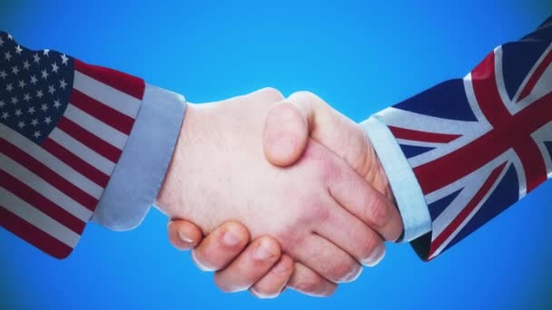 United States United Kingdom Handshake Concept Animation Countries Politics Matte — Stock Video