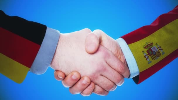 Germania Spagna Handshake Concept Animazione Paesi Politica Con Canale Opaco — Video Stock