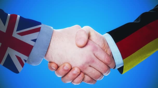 Reino Unido Alemanha Animação Conceito Handshake Sobre Países Política Com — Vídeo de Stock