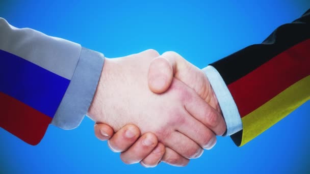 Rusko Německo Handshake Koncepce Animace Zemích Politika Matný Kanálu — Stock video