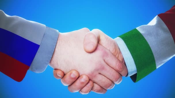 Russland Italien Handshake Concept Animation Über Länder Und Politik Mit — Stockvideo