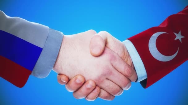 Russland Turkey Handshake Concept Animation Über Länder Und Politik Mit — Stockvideo