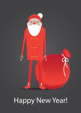 Noel Baba torba hediyeler, vektör çizim kopya alanı ile