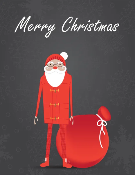 Santa Claus bolsa de regalos, ilustración vectorial con espacio de copia — Vector de stock