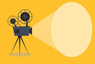 Retro sinema simgesini metin yer, vektör çizim ile