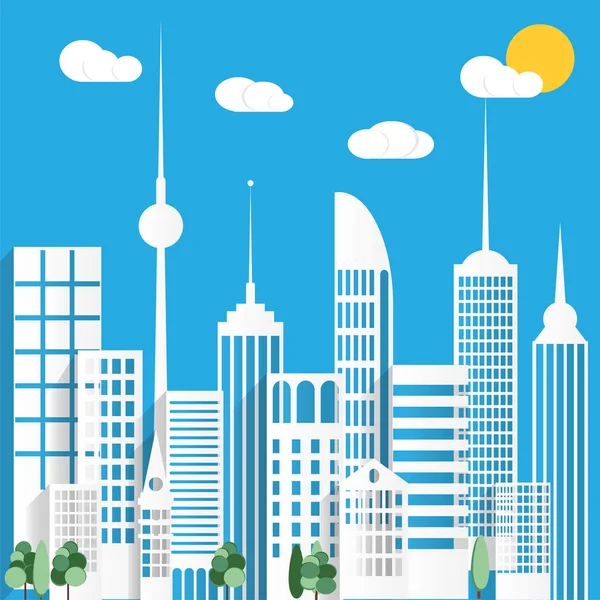 Paper urban city background. Vector illustration — Stock Vector