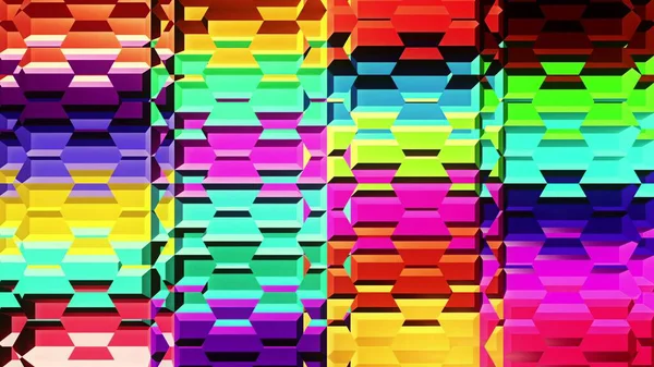 Abstract Colorful Ractangular and Hexagonal Retro Background - Illustration