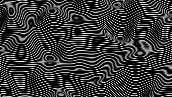 Morphing Horizontal Black and White Lines - - 3D Illustration