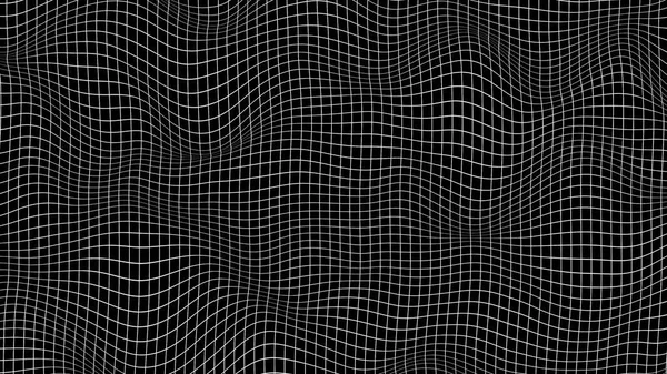 Minimal Deformed Black and White Grid - 3D Illustration