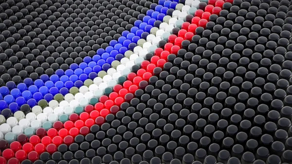 Tricolour Abstract Array made of Round Knobs - 3D Illustration