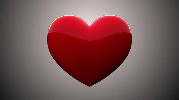 Glossy Red Heart on grayscale Gradient Background - 3D Illustration