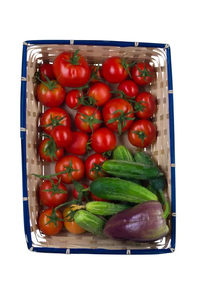 Fresh vegetables in square basket top view — Stock Photo, Image