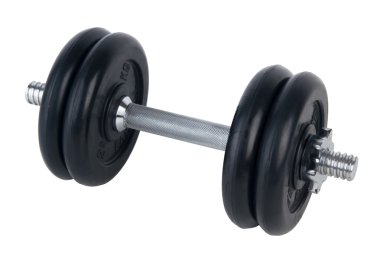 Beyaz bir arka plan üzerinde ağır siyah halter