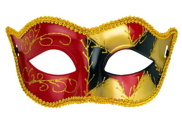 Máscara de mascarada vermelha em um fundo branco — Fotografia de Stock