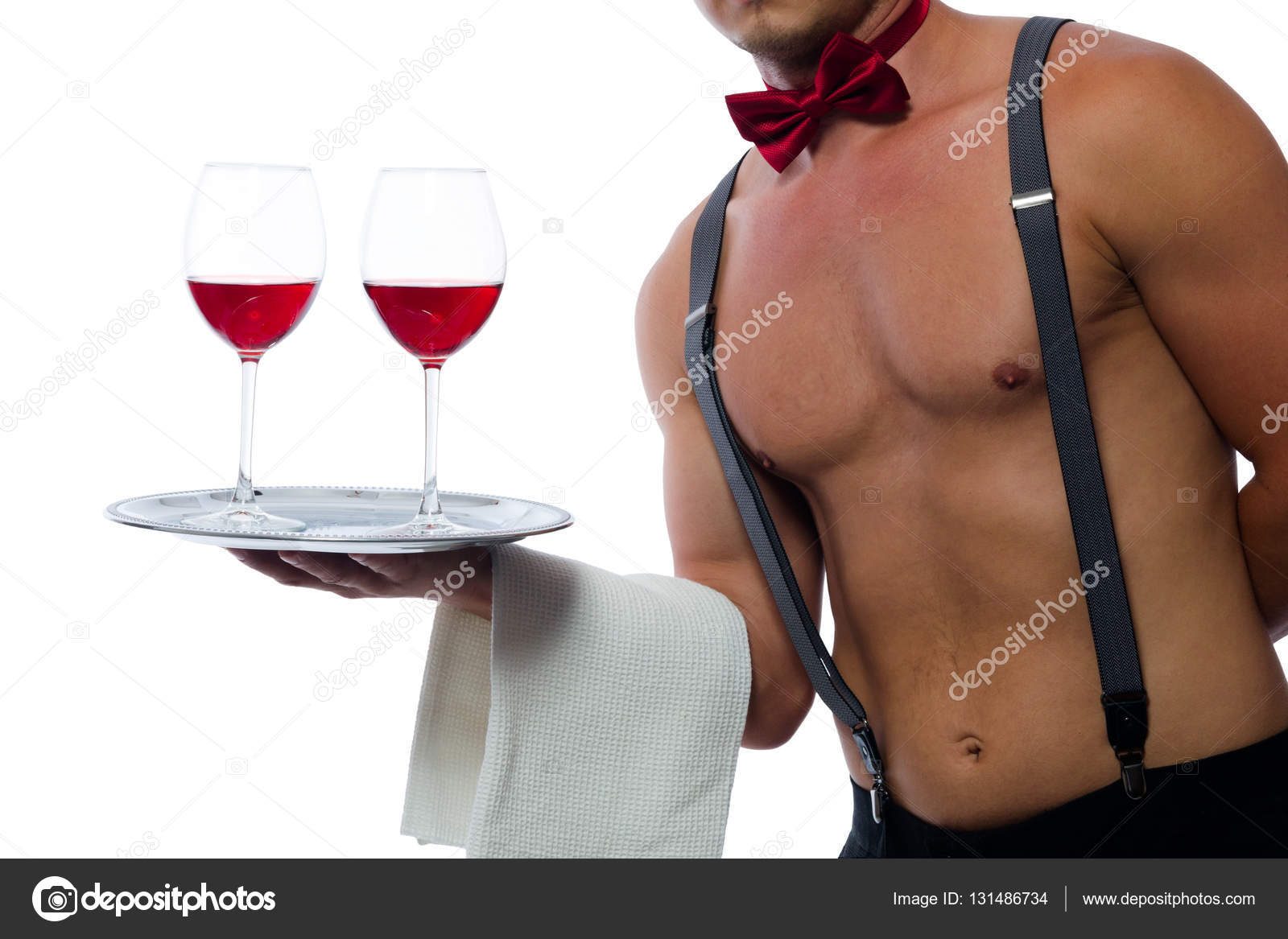 Костюм официанта Candy Boy Archer (майка, трусы, манжеты, галстук-бабочка) черно-белый, OS 0T-00011794 - Candy Boy - Ролевые эротические мужские костюмы  - Купить