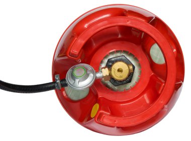 ona bağlı bir şanzıman ile kırmızı gaz silindir