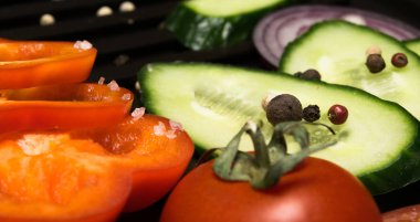 deniz sebze ve karabiber tuz kristallerinin