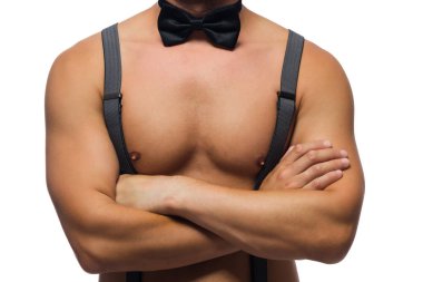 adam çıplak göğsüne arka plan için kollarını geçti