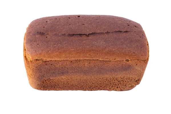 Pane di segale quadrato con una parte superiore nera su uno sfondo bianco isolato — Foto Stock