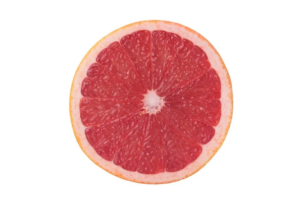 Ripe cut on half red grapefruit, on white background — Stock Photo, Image