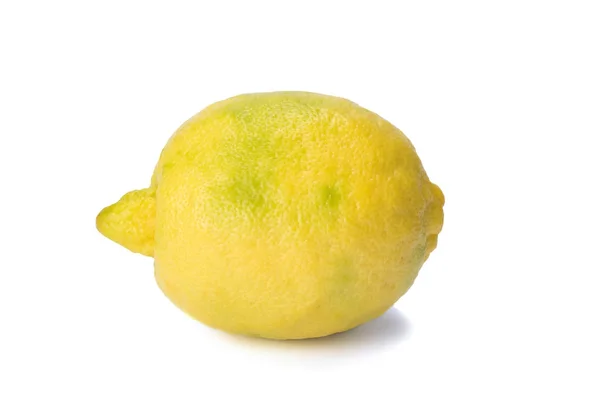 Citron Jaune Avec Des Taches Vertes Isolé Sur Blanc Avec — Photo