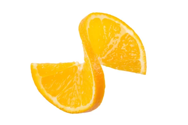 Juicy Orange Slice Torn White Background — Stock Photo, Image