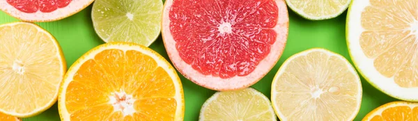 Fruit Set Citrus Green Background — Stock Photo, Image